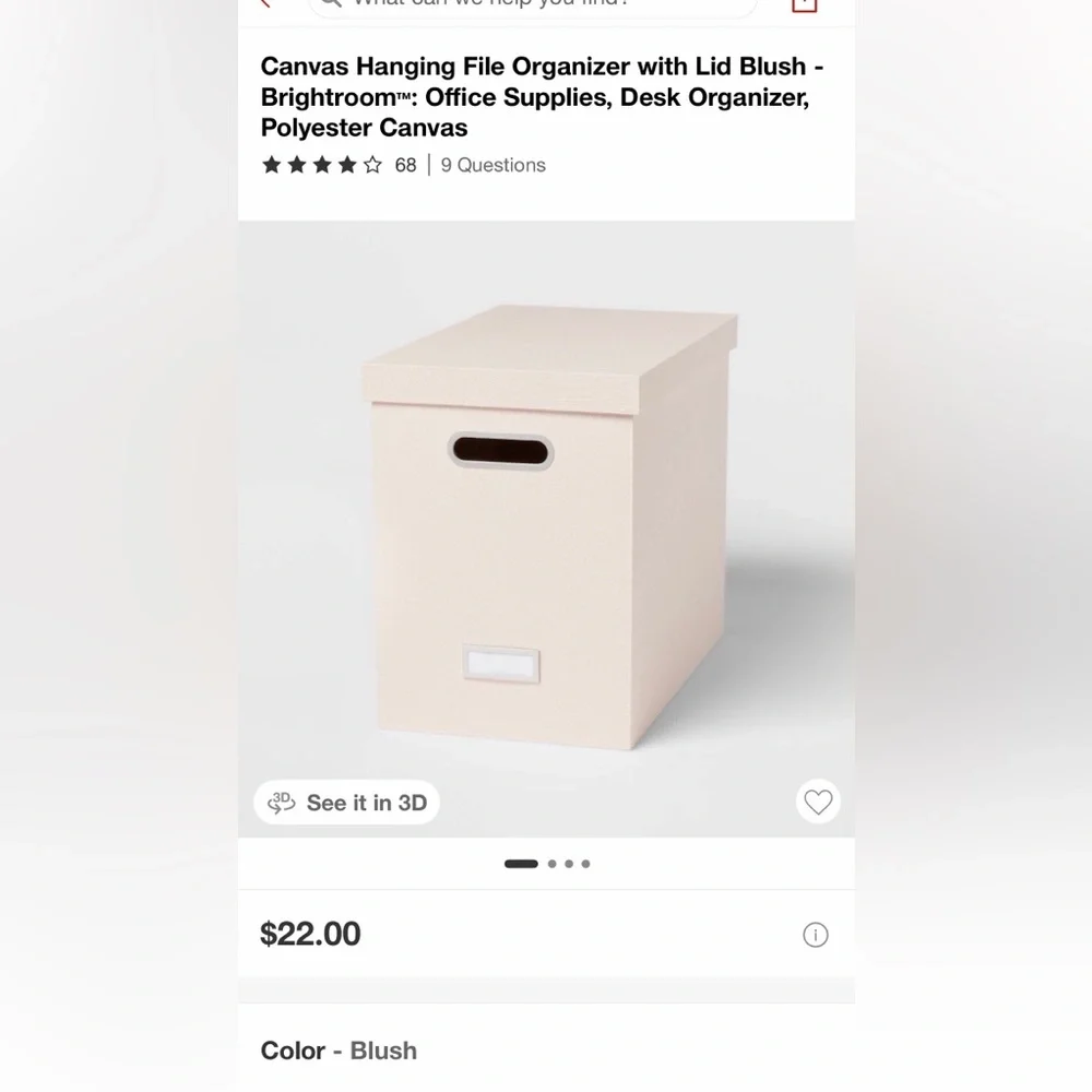 Threshold Pink Storage Filing Box with Lid